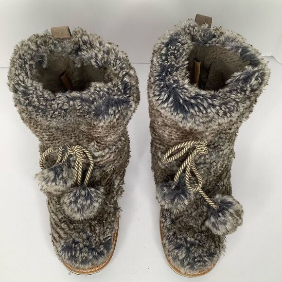 Sam Edelman Faux Fur Gray Leather Lace Up Women’s Ankle Boots Size 7.5M - Picture 7 of 10